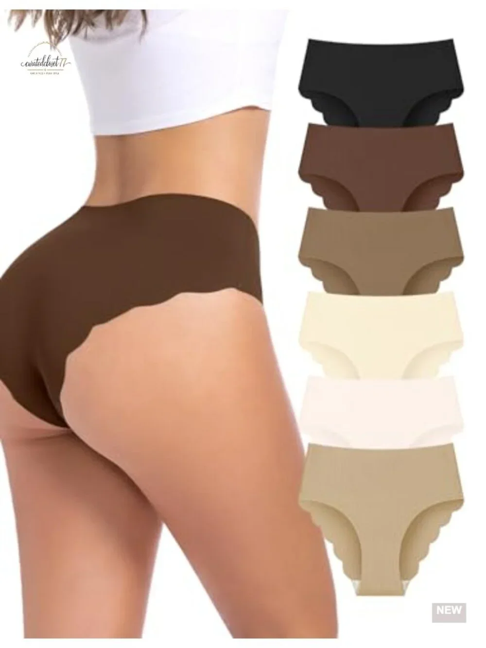 No Show Seamless Cheeky Bikini Panties 6 Pack Mid Rise Breathable